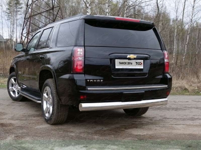 Защита заднего бампера овальная 120х60 мм ТСС для Chevrolet Tahoe 2016-2021