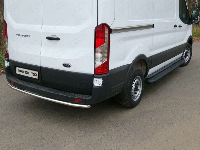 Порог алюминиевый ТСС с накладкой правый чёрный 2220 мм для Ford Transit 2014-2021