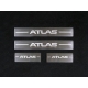Накладки на пороги на пластик шлифованный лист надпись Atlas 4 штуки для Geely Atlas 2018-2021