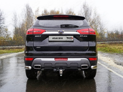 Защита задняя овальные уголки 75х42 мм для Geely Atlas 2018-2021