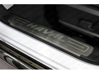 Накладки на пороги на пластик шлифованный лист надпись Haval 2 штуки ТСС для Haval F7 2019-2021