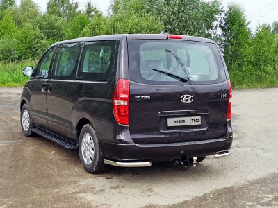 Защита задняя уголки 60 мм ТСС для Hyundai H-1 Starex 2019-2021