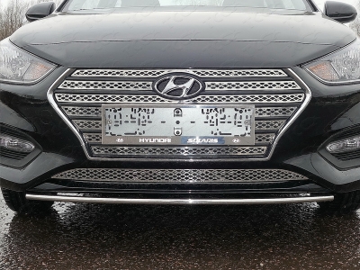Защита переднего бампера 25 мм ТСС для Hyundai Solaris 2018-2020