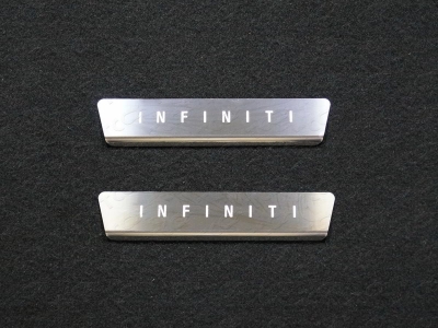 Накладки на задние пороги лист шлифованный надпись Infiniti 2 шт для Infiniti QX50 2018-2021