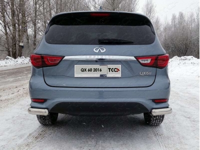 Защита задняя овальные уголки 75х42 мм ТСС для Infiniti QX60 2016-2021