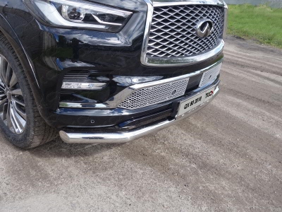Защита переднего бампера 76 мм ТСС для Infiniti QX80 2018-2021