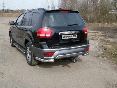 Защита задняя овальные уголки 75х42 мм ТСС для Kia Mohave 2016-2020