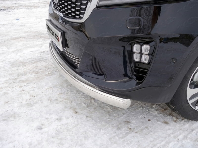 Защита передняя овальная 75х42 мм ТСС для Kia Sorento Prime 2018-2021