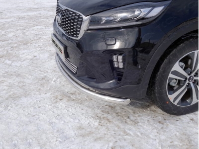Защита переднего бампера 60 мм ТСС для Kia Sorento Prime 2018-2021