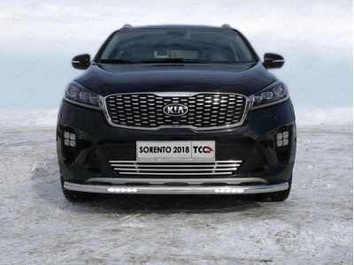Защита переднего бампера с ДХО 60 мм ТСС для Kia Sorento Prime 2018-2021