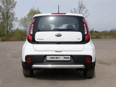 Защита заднего бампера овальная 75х42 мм ТСС для Kia Soul 2016-2021