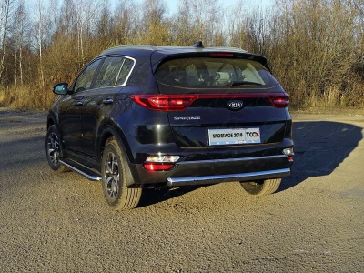Защита заднего бампера овальная 75х42 мм для Kia Sportage 2019-2021