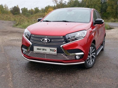 Защита переднего бампера 42 мм ТСС для Lada XRay 2016-2021