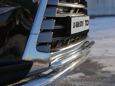 Защита передняя двойная 76-50 мм ТСС для Lexus LX-570/450d 2015-2021