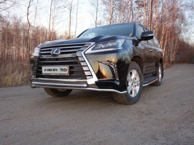Защита передняя двойная 42-42 мм ТСС для Lexus LX-570/450d 2015-2021