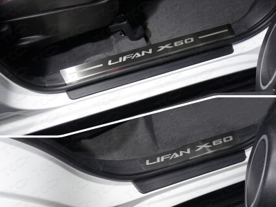 Накладки на пластиковые пороги лист шлифованный надпись Lifan X60 4 шт ТСС для Lifan X60 2016-2021