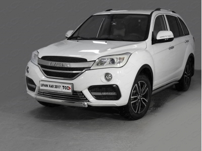 Защита переднего бампера овальная 75х42 мм ТСС для Lifan X60 2016-2021