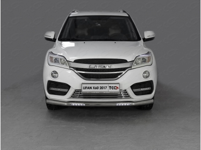 Защита переднего бампера с ДХО 60 мм ТСС для Lifan X60 2016-2021