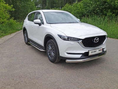 Защита передняя овальная 75х42 мм ТСС для Mazda CX-5 2018-2021