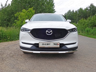 Защита переднего бампера с ДХО 60 мм ТСС для Mazda CX-5 2018-2021