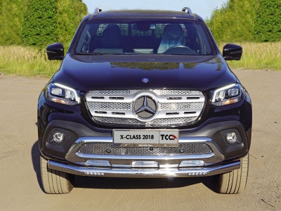 Защита переднего бампера с ДХО 76 мм для Mercedes-Benz X-Class 2018-2021