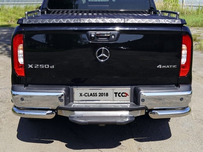 Защита задняя двойные уголки 76-42 мм для Mercedes-Benz X-Class 2018-2021