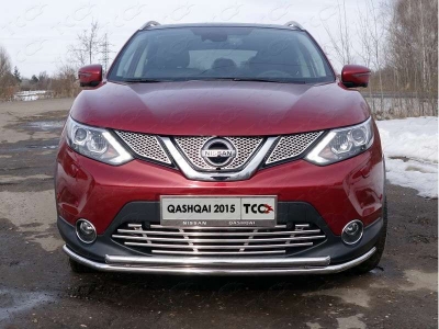 Защита передняя двойная 42-42 мм ТСС для Nissan Qashqai (СПБ) 2015-2019