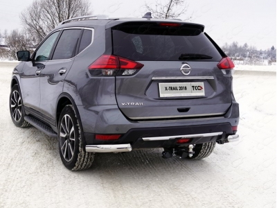Защита задняя уголки овальные 75х42 мм ТСС для Nissan X-Trail T32 2018-2021