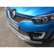 Защита передняя овальная с ДХО 75х42 мм ТСС для Renault Kaptur 2016-2021