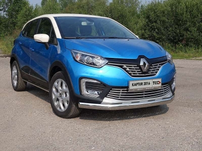 Защита передняя овальная 75х42 мм ТСС для Renault Kaptur 2016-2021