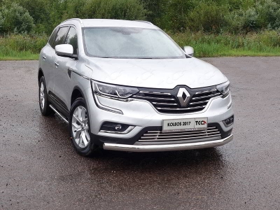 Защита передняя овальная 75х42 мм ТСС для Renault Koleos 2018-2021