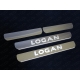 Накладки на пороги шлифованный лист надпись Logan 4 штуки ТСС для Renault Logan 2018-2021