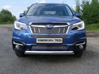 Защита передняя овальная короткая 75х42 мм ТСС для Subaru Forester 2016-2018