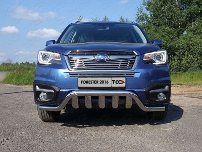 Защита передняя Кенгурятник с вставкой 60-75 мм ТСС для Subaru Forester 2016-2018