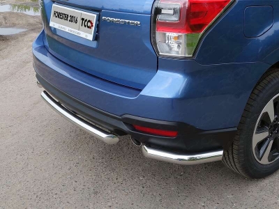 Защита задняя короткие уголки 60 мм ТСС для Subaru Forester 2016-2018