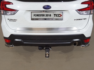 Накладка на задний бампер шлифованный лист надпись Forester ТСС для Subaru Forester SK 2018-2021