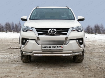 Защита передняя двойная с ДХО 76-60 мм ТСС для Toyota Fortuner 2017-2020