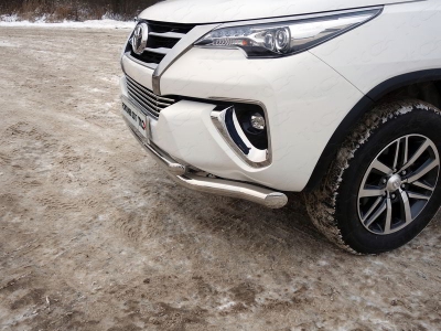 Защита передняя двойная 76-60 мм ТСС для Toyota Fortuner 2017-2020
