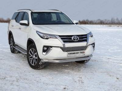 Защита переднего бампера 76 мм ТСС для Toyota Fortuner 2017-2020