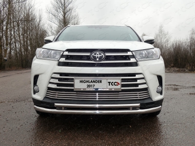 Защита передняя двойная 60-42 мм ТСС для Toyota Highlander 2017-2020