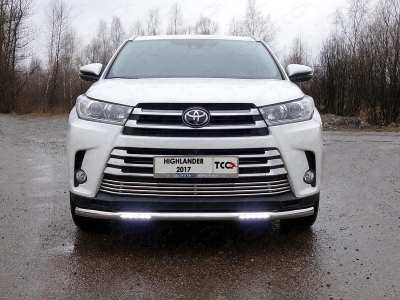 Защита переднего бампера с ДХО 60 мм ТСС для Toyota Highlander 2017-2020