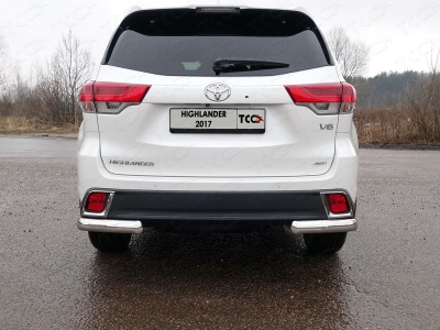 Защита задняя овальные уголки 75х42 мм ТСС для Toyota Highlander 2017-2020