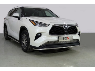 Защита переднего бампера 42 мм ТСС для Toyota Highlander 2020-2021