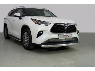 Защита передняя овальная 75х42 мм ТСС для Toyota Highlander 2020-2021