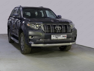 Защита передняя овальная 75х42 мм ТСС для Toyota Land Cruiser Prado 150 2017-2020