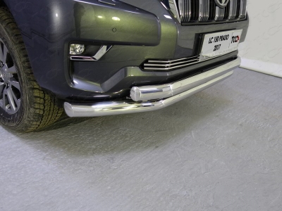 Защита передняя двойная 76-75 мм ТСС для Toyota Land Cruiser Prado 150 2017-2020