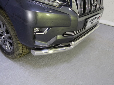 Защита передняя двойная 76-50 мм ТСС для Toyota Land Cruiser Prado 150 2017-2020