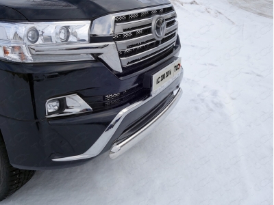 Защита передняя овальная короткая 75х42 мм ТСС для Toyota Land Cruiser 200 Executive 2016-2021