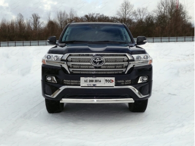 Защита передняя овальная короткая 75х42 мм ТСС для Toyota Land Cruiser 200 Executive 2016-2021
