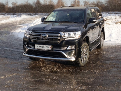 Защита передняя овальная длинная 75х42 мм ТСС для Toyota Land Cruiser 200 Executive 2016-2021